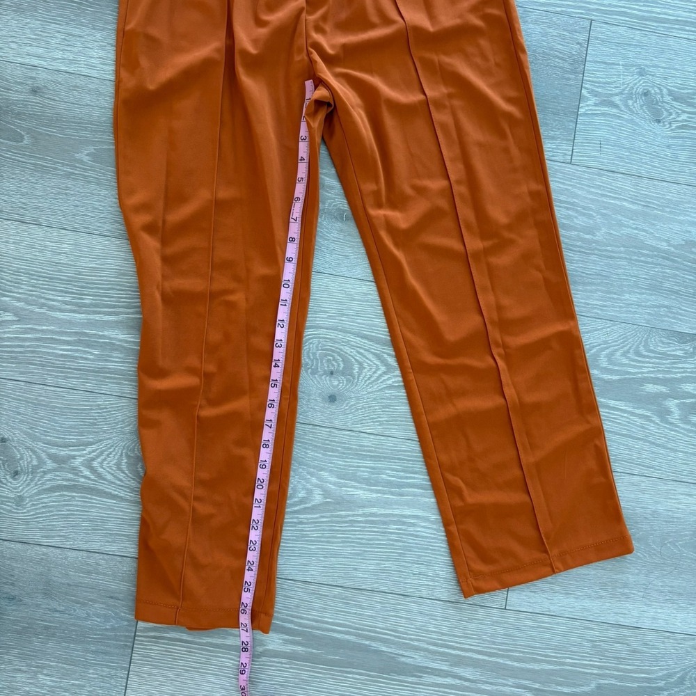 NWT Womens Burnt Orange 2-Piece Slim Fit Suit Blazer & Pants Size L - Picture 13 of 16